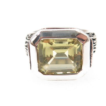 925 Sterling Silver Vintage Real Lemon Citrine Oxidized Ring Size 6