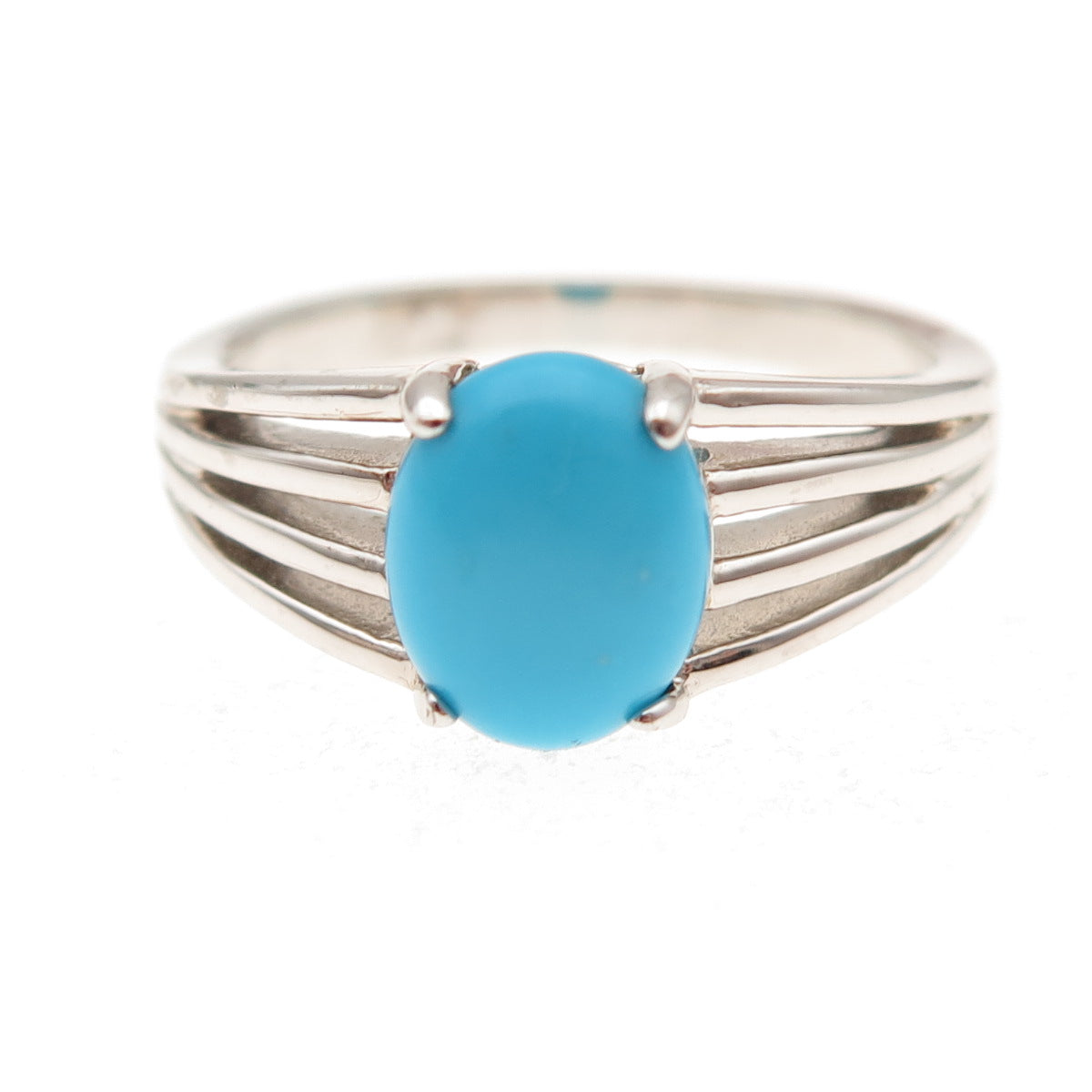 925 Sterling Silver Real Cabochon Sleeping Beauty Turquoise Ring Size 8