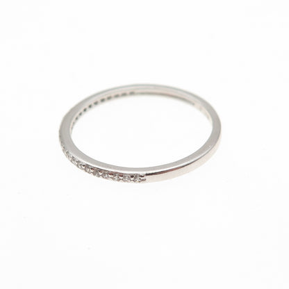 925 Sterling Silver Round-Cut C Z Half Eternity Stackable Band Ring Size 6