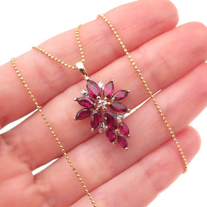 Ross Simons 925 Sterling Gold Plated Real Diamond Lab-Created Ruby Necklace 16"