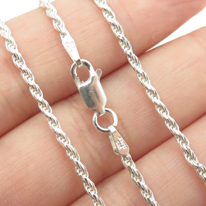 925 Sterling Silver Italy Twisted Rope Chain Necklace 24"