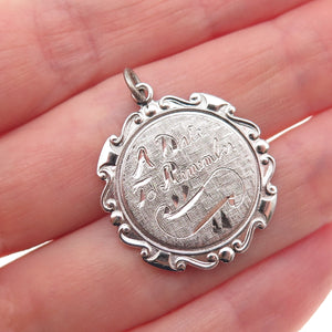 Griffith & Sons 925 Sterling Silver Vintage A Date To Remember Charm Pendant