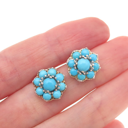 Chuck Clemency 925 Sterling Silver Real Sleeping Beauty Turquoise Stud Earrings