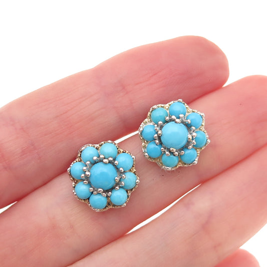 Chuck Clemency 925 Sterling Silver Real Sleeping Beauty Turquoise Stud Earrings