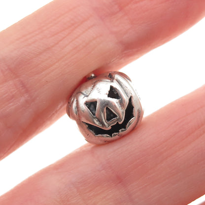Trollbeads LAA 925 Sterling Silver Halloween Pumpkin Slide Bead Charm