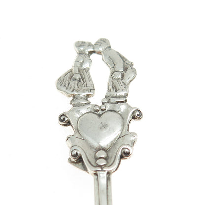 LANG 925 Sterling Silver Antique Art Deco Kissing Couple Salt Spoon Pin Brooch