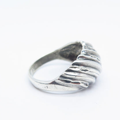 925 Sterling Silver Vintage Ribbed Ring Size 6.75