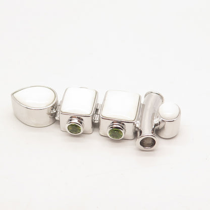 925 Sterling Silver Vintage Chapal-Zenray White Onyx & Peridot Gem Slide Pendant