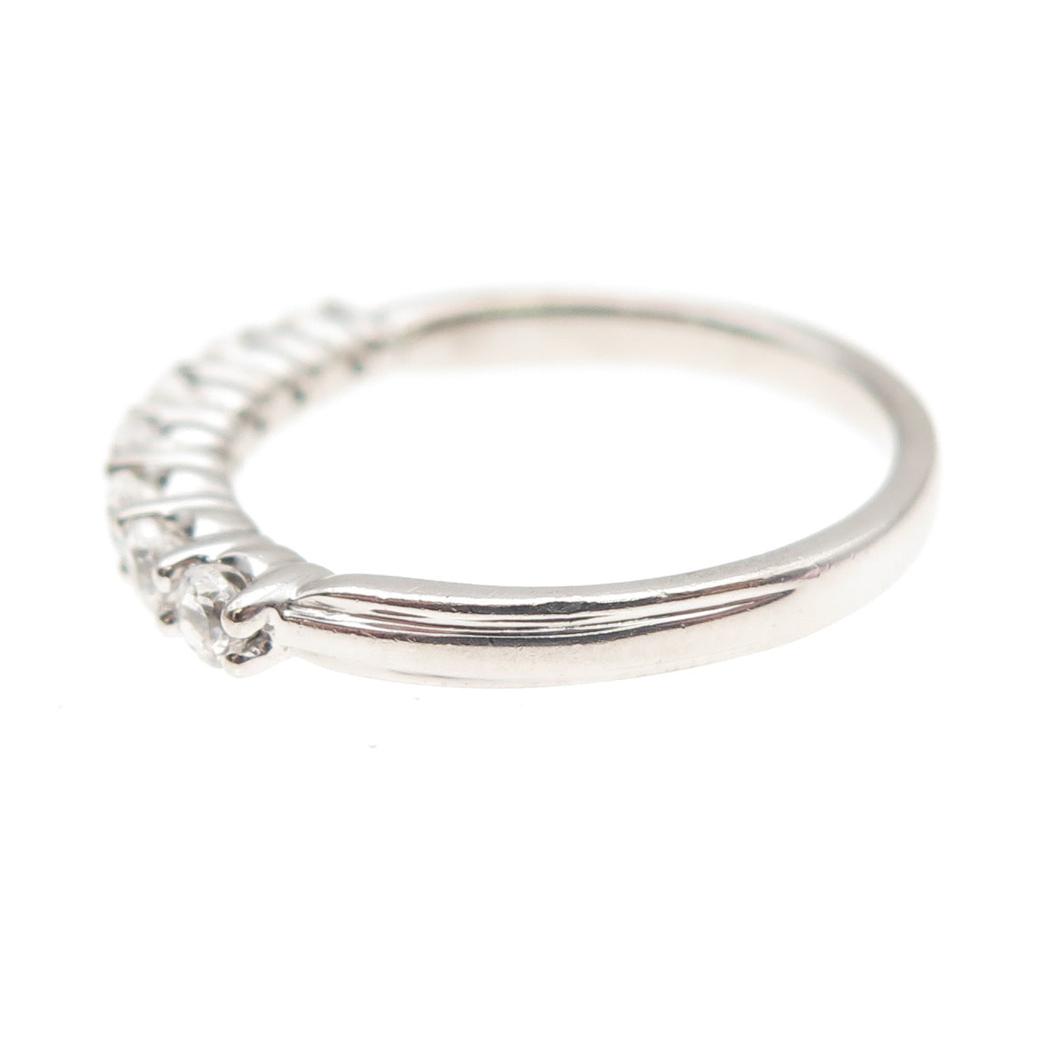 925 Sterling Silver Round-Cut C Z Half Eternity Band Ring Size 6.75