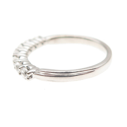 925 Sterling Silver Round-Cut C Z Half Eternity Band Ring Size 6.75