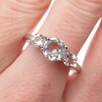 925 Sterling Silver Real Light Blue Topaz Engagement Ring Size 9.75