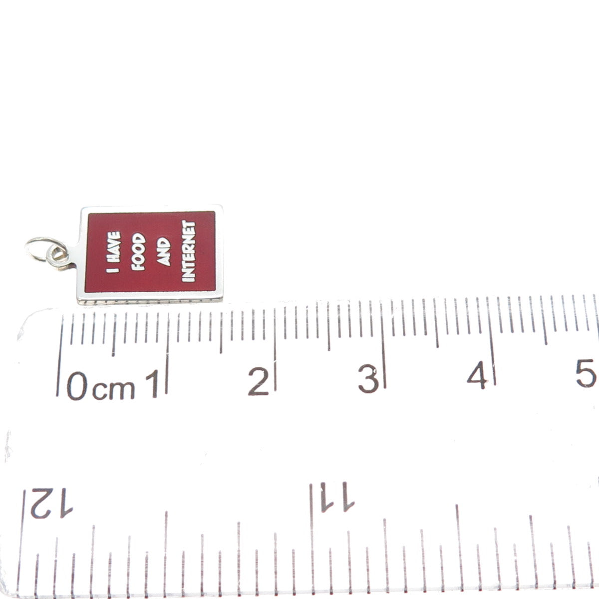 925 Sterling Silver Red Enamel I Have Food & Internet Minimalist Charm Pendant