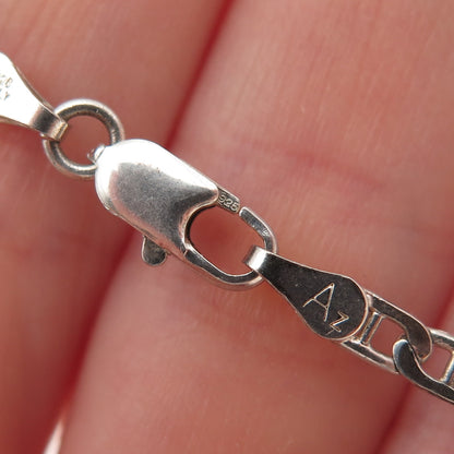 925 Sterling Silver Vintage Italy Anchor Mariner Chain Necklace 18"