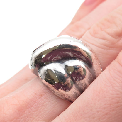 925 Sterling Silver Vintage Mexico Modernist Oxidized Ring Size 8