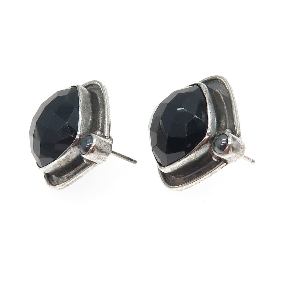 ECHO OF THE DREAMER Sterling Vintage Real Black Onyx Hematite Oxidized Earrings