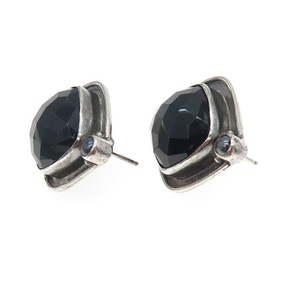 ECHO OF THE DREAMER Sterling Vintage Real Black Onyx Hematite Oxidized Earrings