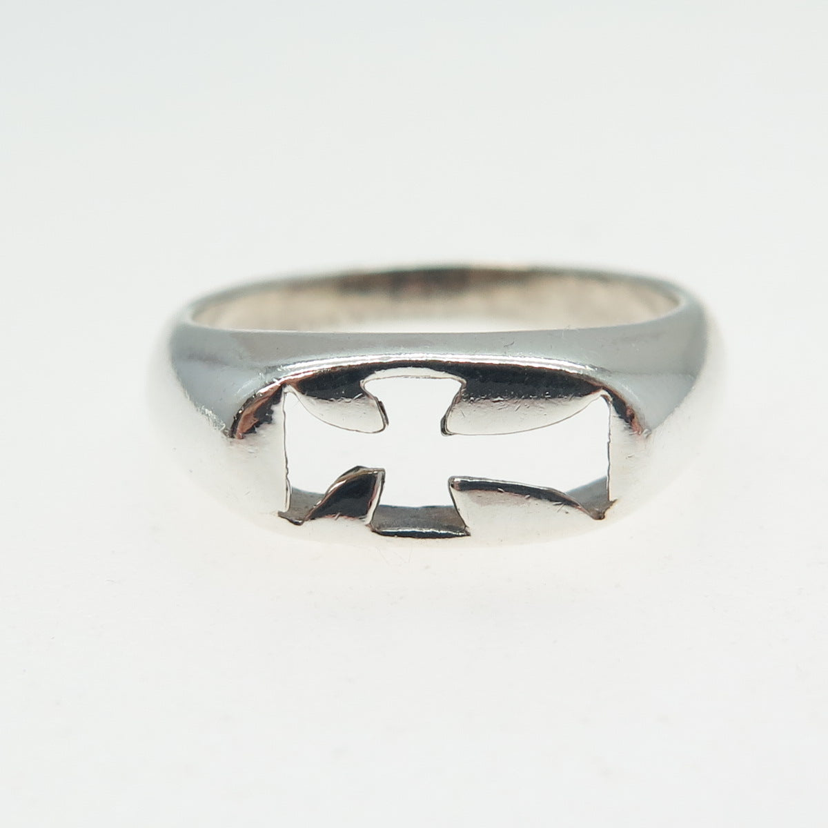 925 Sterling Silver Vintage Cross Religious Ring Size 7.25