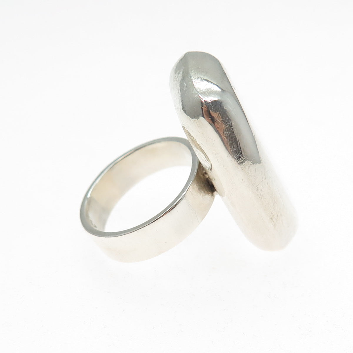 925 Sterling Silver Vintage Modernist Statement Ring Size 6