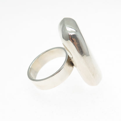 925 Sterling Silver Vintage Modernist Statement Ring Size 6