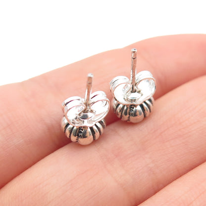 925 Sterling Silver Faux Pearl Oxidized Stud Earrings