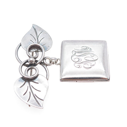 R. BLACKINTON GEORG JENSEN 925 Sterling Silver Antique Floral Locket Brooch #113