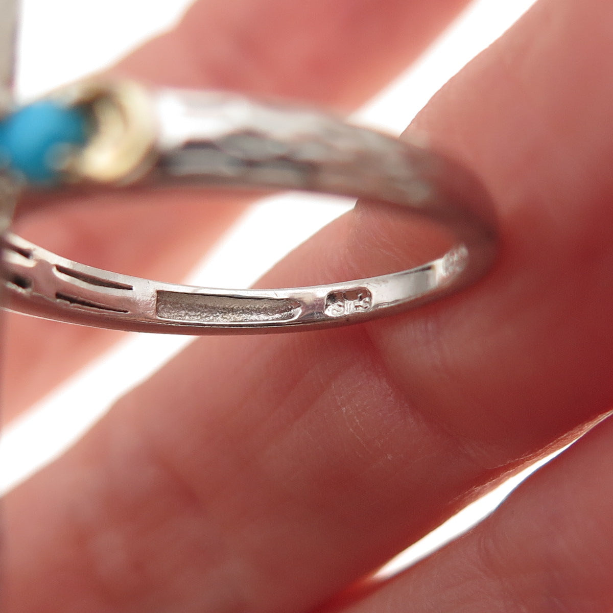Chuck Clemency 925 Sterling Real Sleeping Beauty Turquoise Cross Ring Size 8