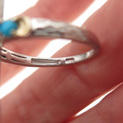 Chuck Clemency 925 Sterling Real Sleeping Beauty Turquoise Cross Ring Size 8