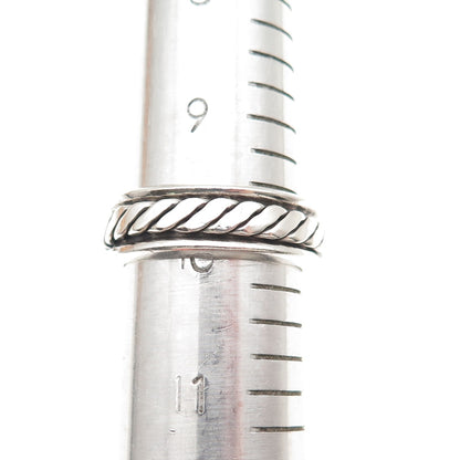 925 Sterling Silver Vintage Oxidized Braided Rotating Band Ring Size 10