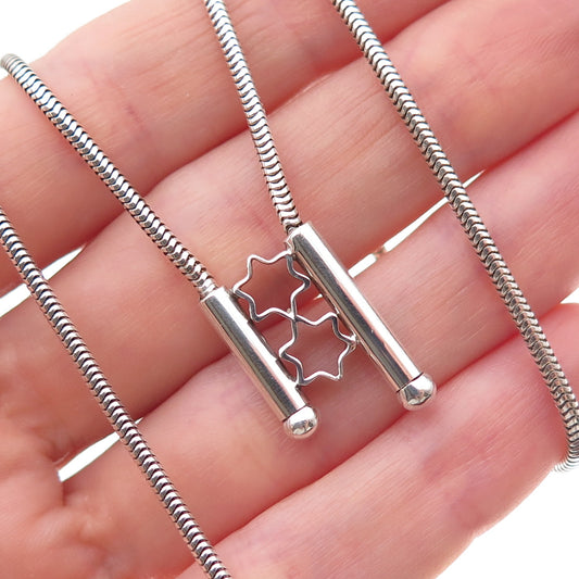 925 Sterling Vintage Star of David Adjustable Bolo Snake Chain Necklace 18"