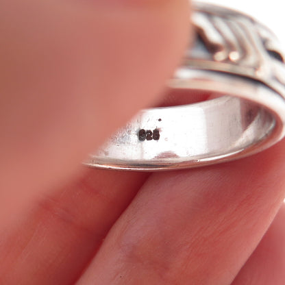 925 Sterling Silver Vintage Infinity Oxidized Rotating Band Ring Size 12