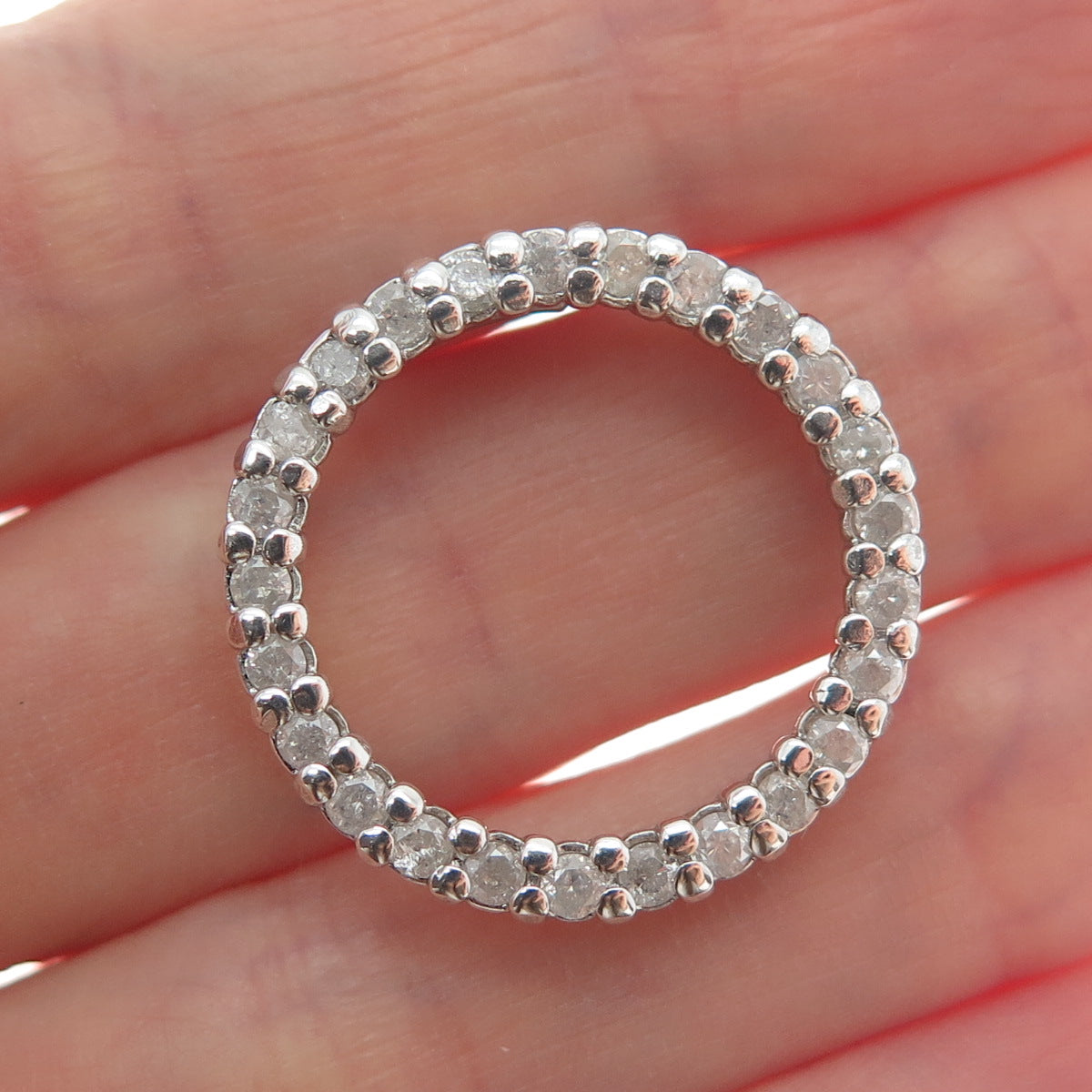 CHARLES WINSTON Sterling Silver Real Round-Cut Diamond Circle of Life Pendant