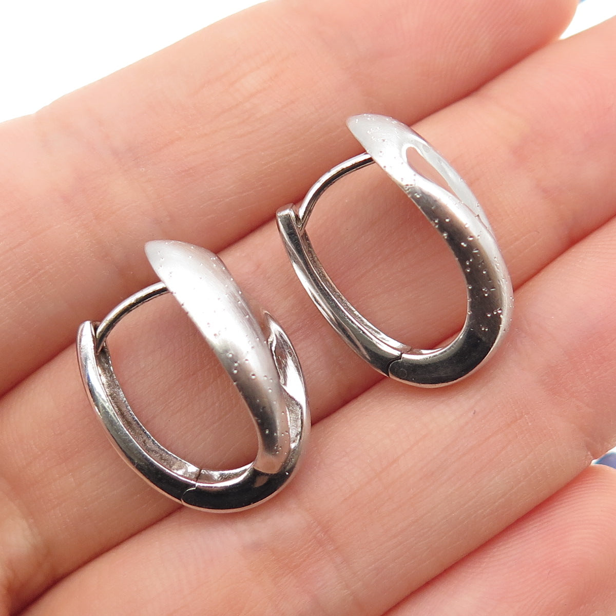 925 Sterling Silver Modernist Hoop Earrings