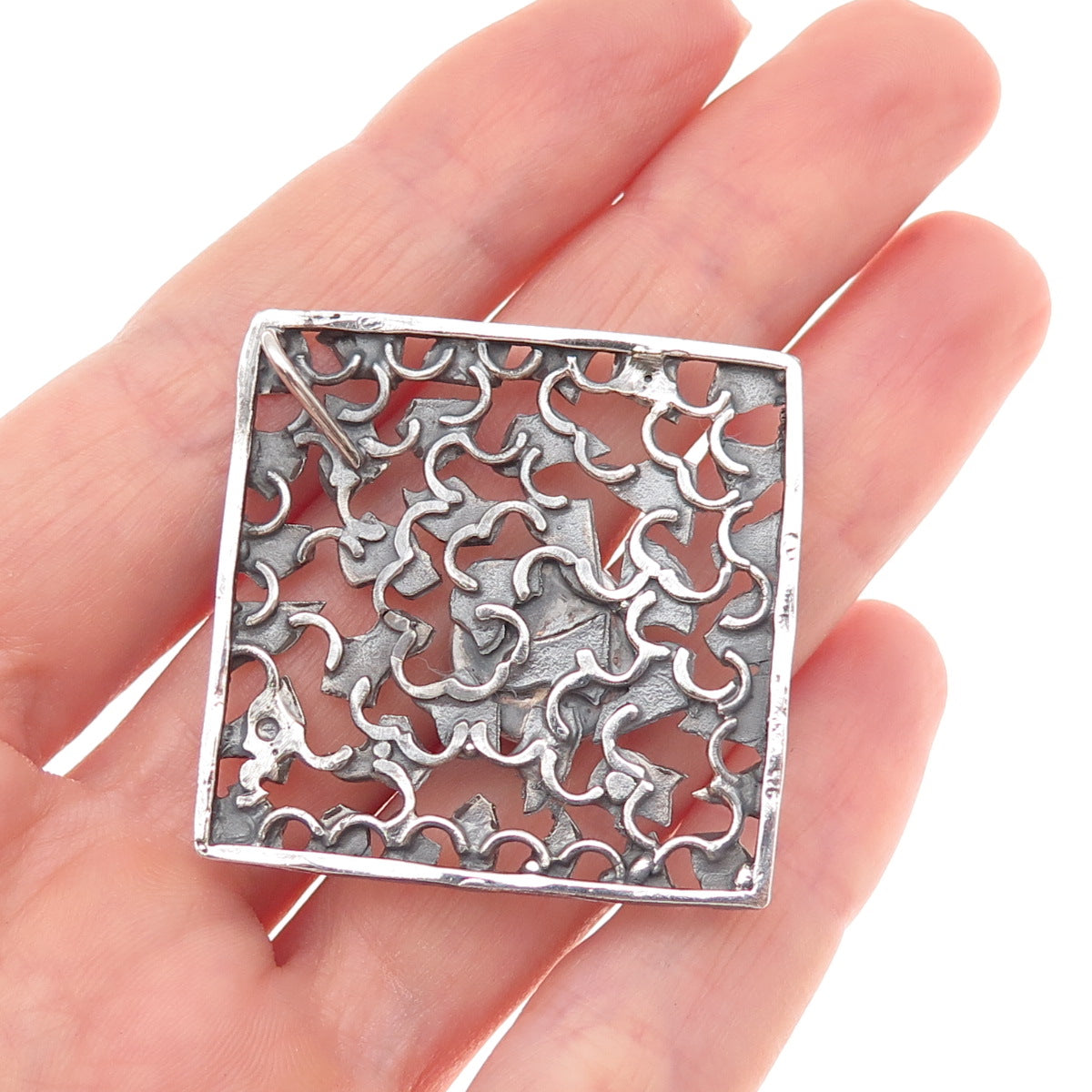 925 Sterling Silver Vintage Israel Real Carnelian Modernist Slide Pendant