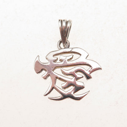 925 Sterling Silver Vintage Chinese Character Love Charm Pendant