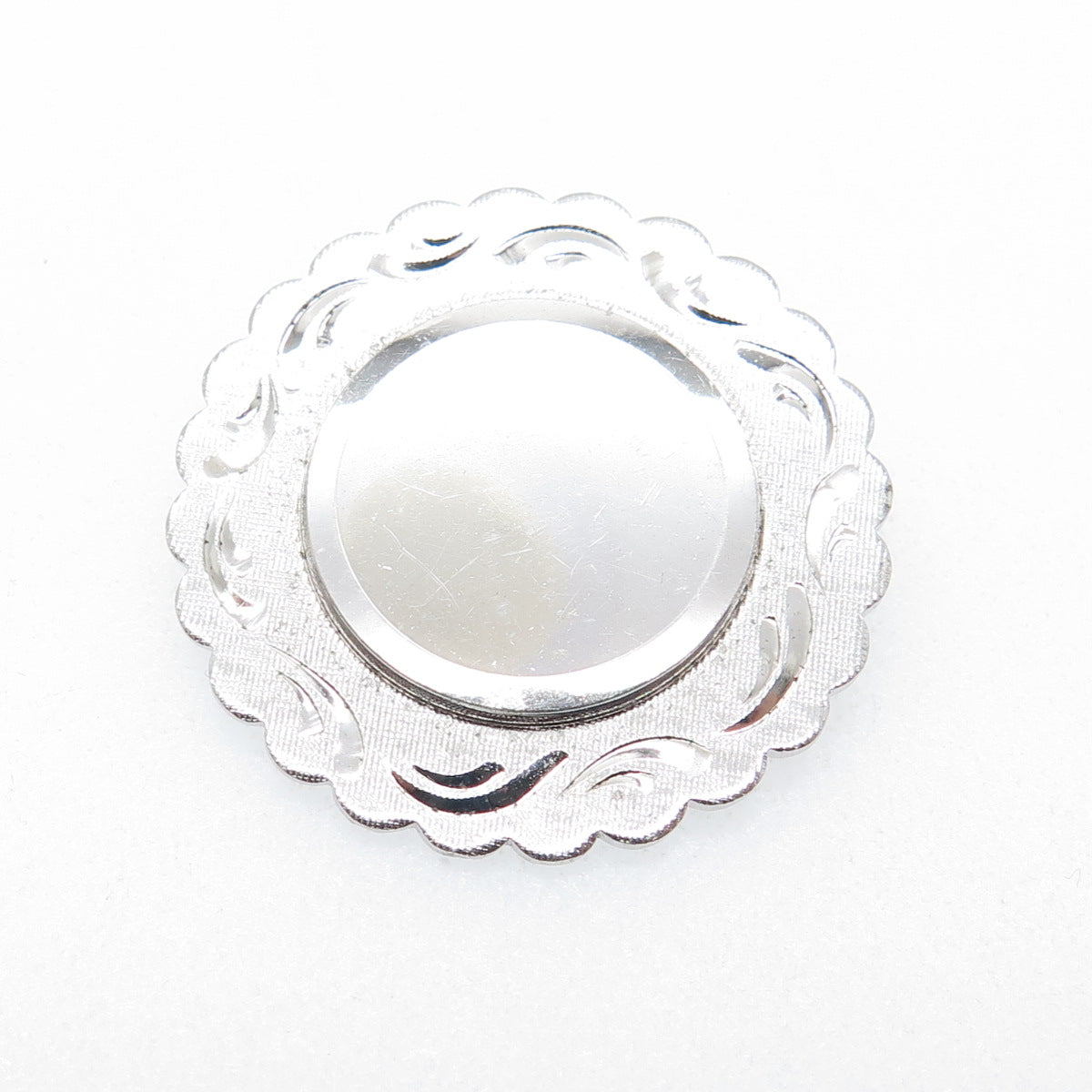 LAMODE 925 Sterling Silver Vintage Engravable Flower Pin Brooch