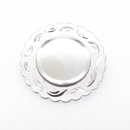 LAMODE 925 Sterling Silver Vintage Engravable Flower Pin Brooch