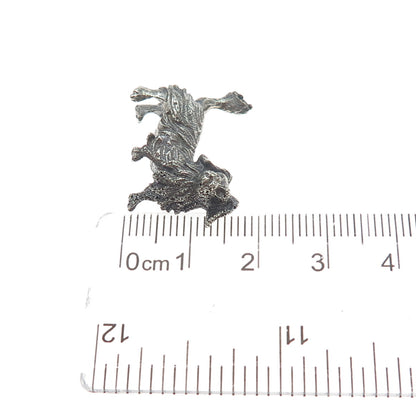 925 Sterling Silver Vintage Cocker Spaniel Dog Oxidized 3D Miniature
