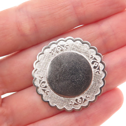 Lamode 925 Sterling Silver Antique Art Deco Engravable Floral Pin Brooch