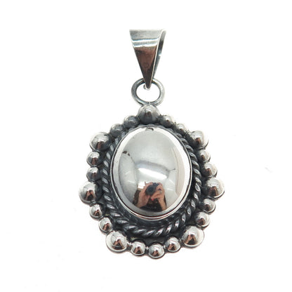 925 Sterling Silver Vintage Beaded Dome Pendant