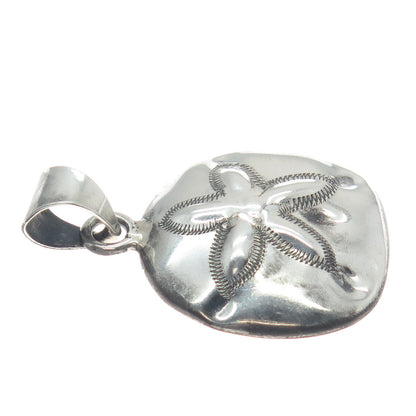 925 Sterling Silver Vintage Mexico Sand Dollar Oxidized Pendant