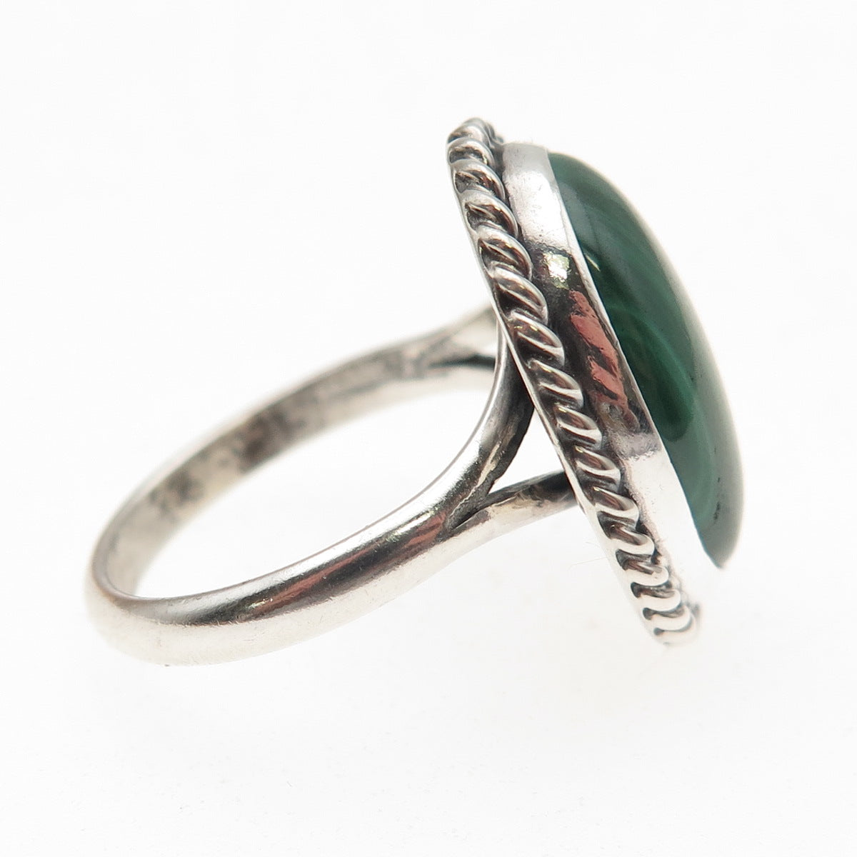 Gilo & Grace Nakai Navajo Old Pawn 925 Sterling Vintage Malachite Ring Size 8