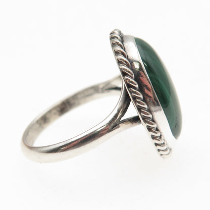 Gilo & Grace Nakai Navajo Old Pawn 925 Sterling Vintage Malachite Ring Size 8