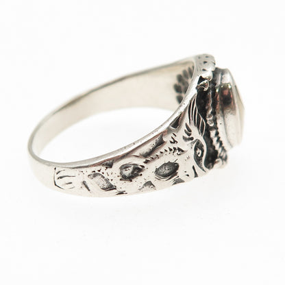 925 Sterling Silver Vintage Real Black & White Onyx Yin Yang Ring Size 11.75