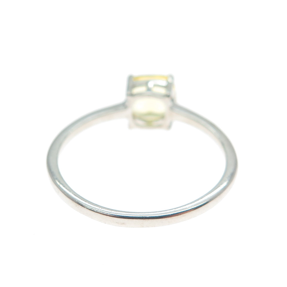 DAZZLERS 925 Sterling Silver Cushion-Cut Nano Citrine Ring Size 8