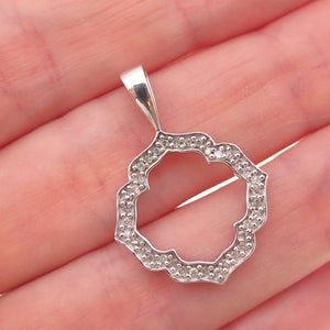 Heng Ngai 925 Sterling Silver Real Round-Cut Diamond Floral Charm Pendant
