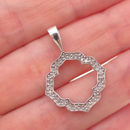 Heng Ngai 925 Sterling Silver Real Round-Cut Diamond Floral Charm Pendant