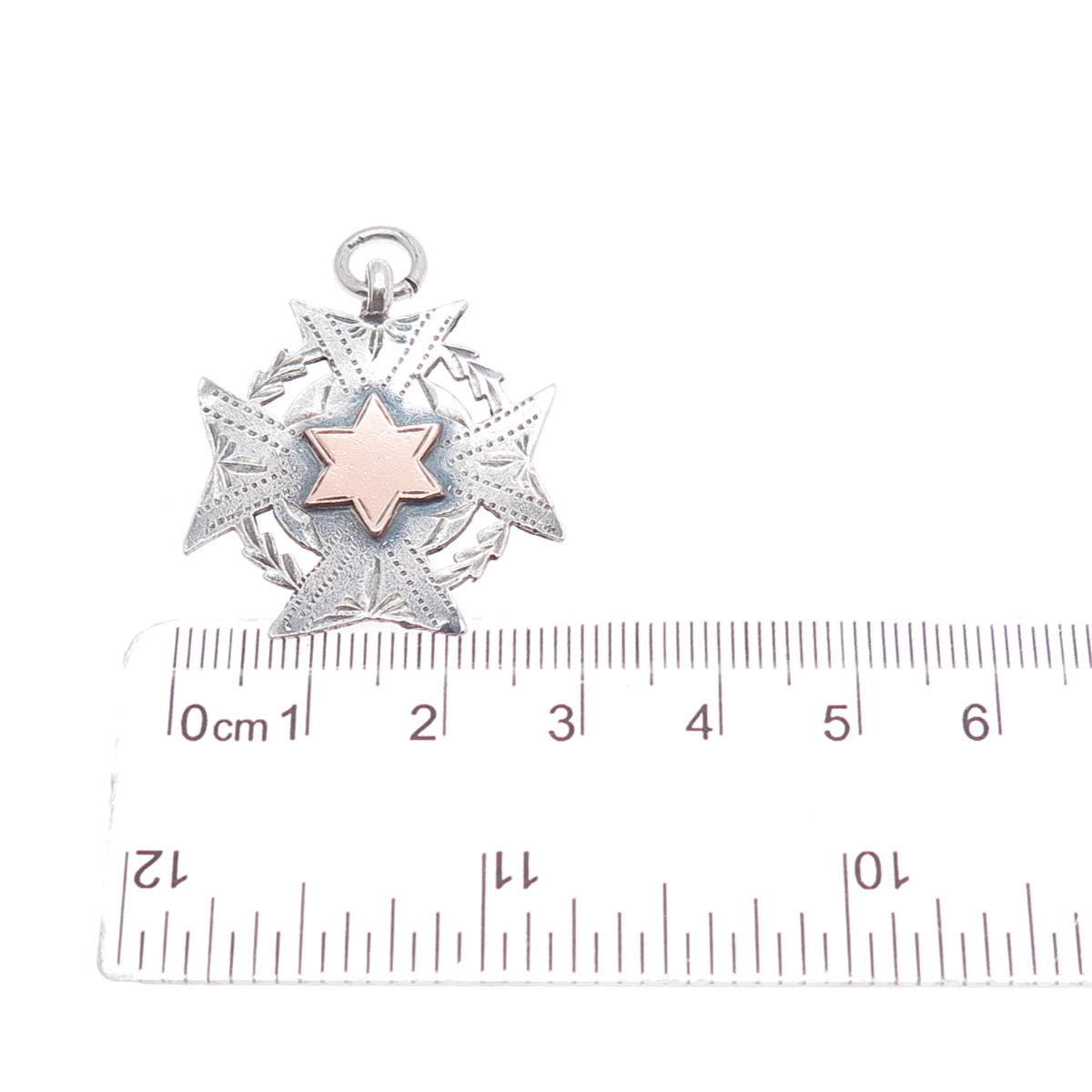 J & R Griffin Sterling Silver 2-Tone Antique 1917 Chester Cross Medal Pendant