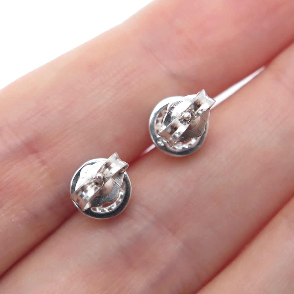 925 Sterling Silver Round-Cut C Z Sparkle Stud Earrings