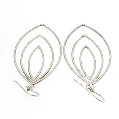 925 Sterling Silver Vintage Multi-Row Modernist Dangling Earrings