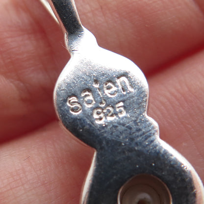 SAJEN 925 Sterling Silver Vintage Real Pearl Spiral Drop Pendant